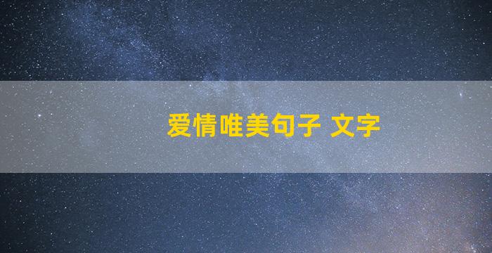 爱情唯美句子 文字